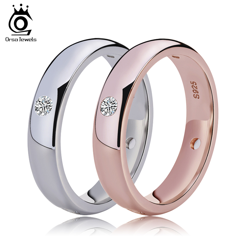 Rose Gold Women Wedding Bands with 4 Pieces Clear CZ Diamond Bezel Setting Top Quality Ring Wholesal
