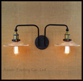 Vintage glass wall light iron Retro wall lamp E27 110V 120V 220V 240V 2 heads swing