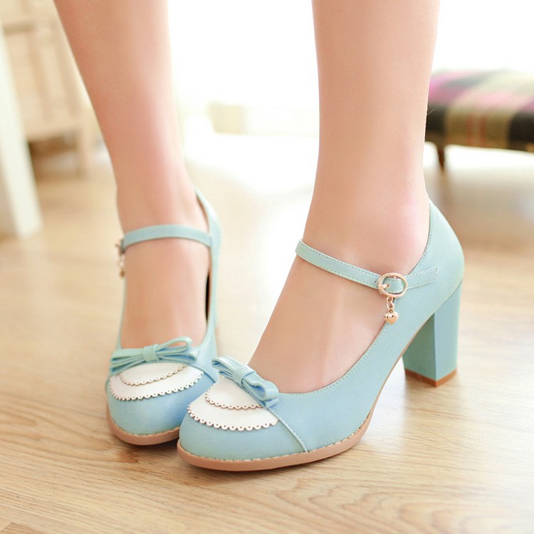 2015 Ladies Leather Platforms Lady Fashion Lolita Shoes Sexy Bow High Heel Shoes Women Pumps Women