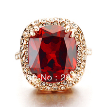 wholesale Xmas 6 kt rose gold ruby crystal diamond ladies ring 