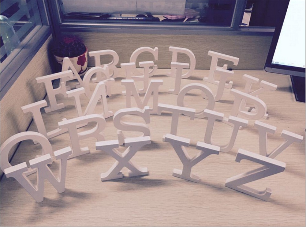 Image of Wedding Photo Props 26 Freestanding Beautiful Wood Wooden Letters White Alphabet Wedding Party Home Decorations