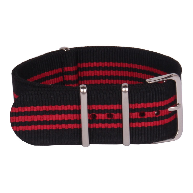 Wholesale 24 mm Multi Color Black Red Army Sports nato fabric Nylon watchbands Watch Strap accessories