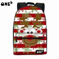 ONE2 Design Christmas deer reindeer university striped students women man teenager boy girl polyester school bag