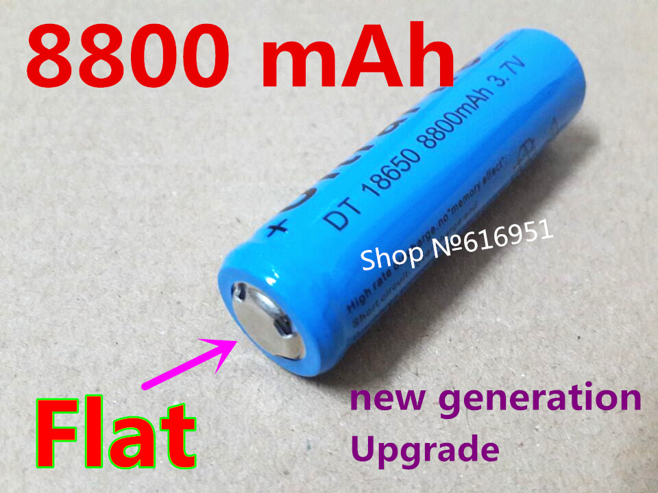 Upgrade Blue 18650 flat 8800mah rechargeable battery 3.7v li ion