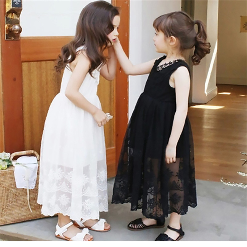2016 Kids Girls Lace Maxi Dresses Baby Girl Summer Ruffle Dress Babies Princess tutu Dress Children's Korean Style Clothing