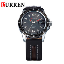 Classic Stylish Fashion Sports Genuine Leather Band Curren Brand Casual Men s Quartz Watch Calendar Black