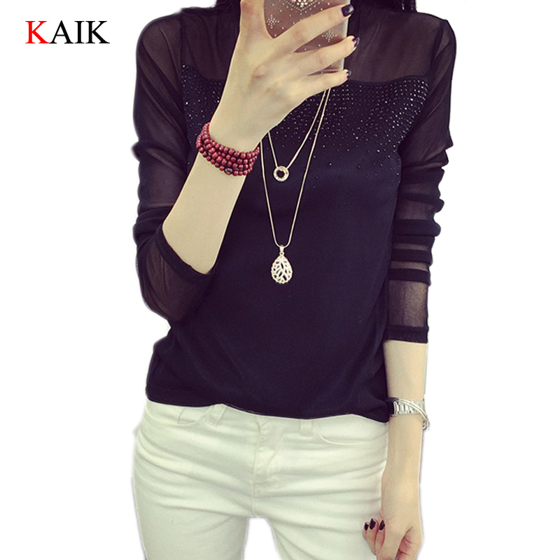 fall autumn turtleneck lace t shirt women tops tee...