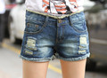 Women short denim cowboy Euro 2016 plus size Mid waist Zippers Fly Embroidery Letters Hole Lace