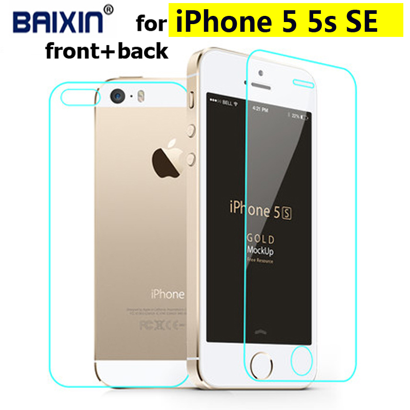 Image of 2 pcs/lot Front + Back Premium Tempered Glass for iPhone 5s 5c 5 se Anti-scratch 0.25D Screen Protector Film for iPhone5 s