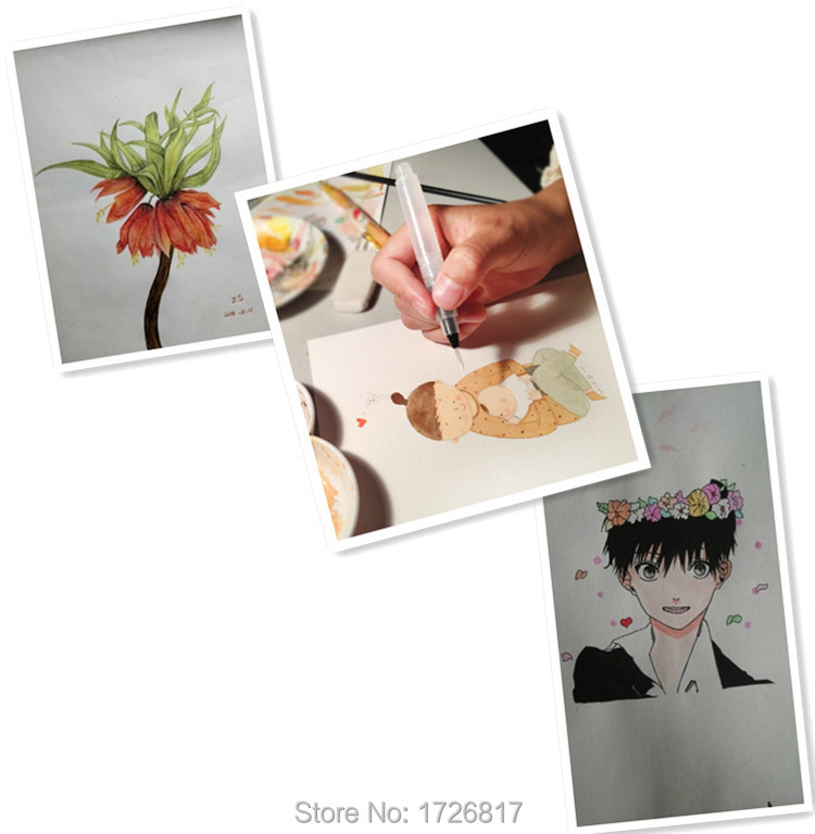 3 pcs Sakura Water Brush Watercolor Art Paint Brush nylon hair painting brush Self Moistening Calligraphy Pen Free Shipping (4)