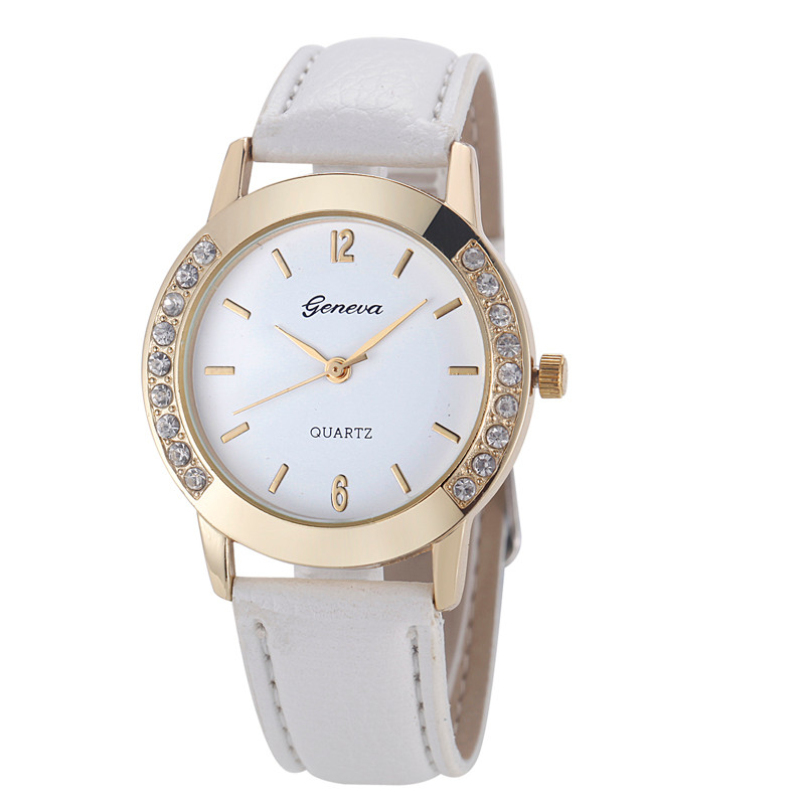 Image of Excellent Quality Women 's Quartz Watches Geneva Luxury Leather Band Fashion Diamond Analog Leather Quartz Wrist Watch Watches