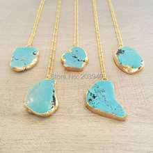 Hot sales! Bohemian turquoise necklace with 24k gold plated ball chain, Vintage bohiemian jewelry necklace