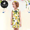 WLmonsoon Children Dresses New Arrival 2016 Kids Summer Clothing Vestido meninas Girls Lemon Print Cotton Princess