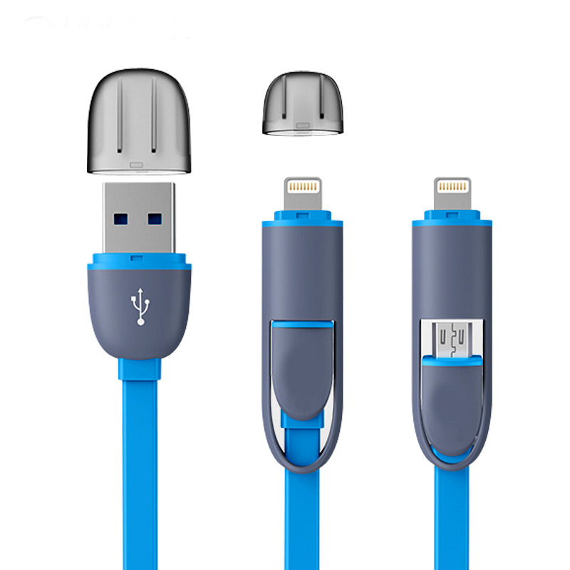 Image of Newest Colorful Micro USB Cable 2 in 1 Sync Data Charging USB Cable for iPhone 5 5s 6 plus Samsung Xiaomi HTC Sony