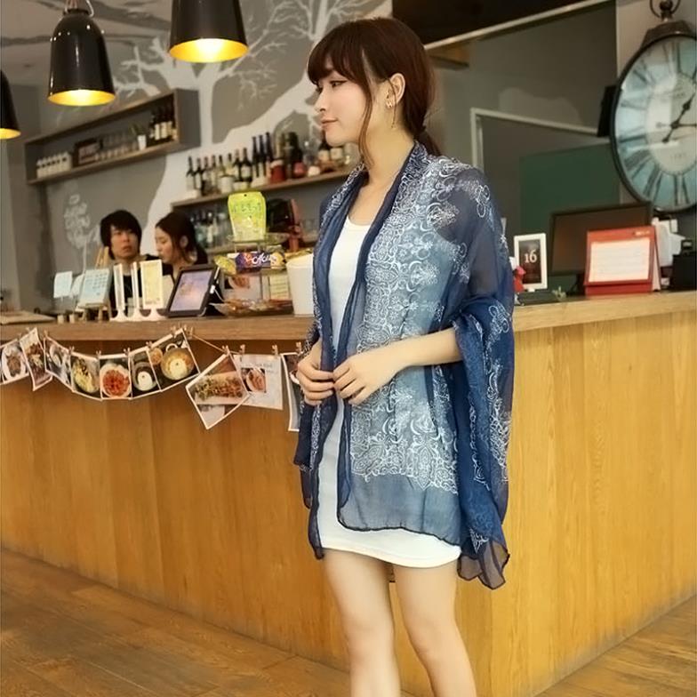 2014 160 70cm High quality Blue and White Porcelain Style Thin Section the Silk Floss Women