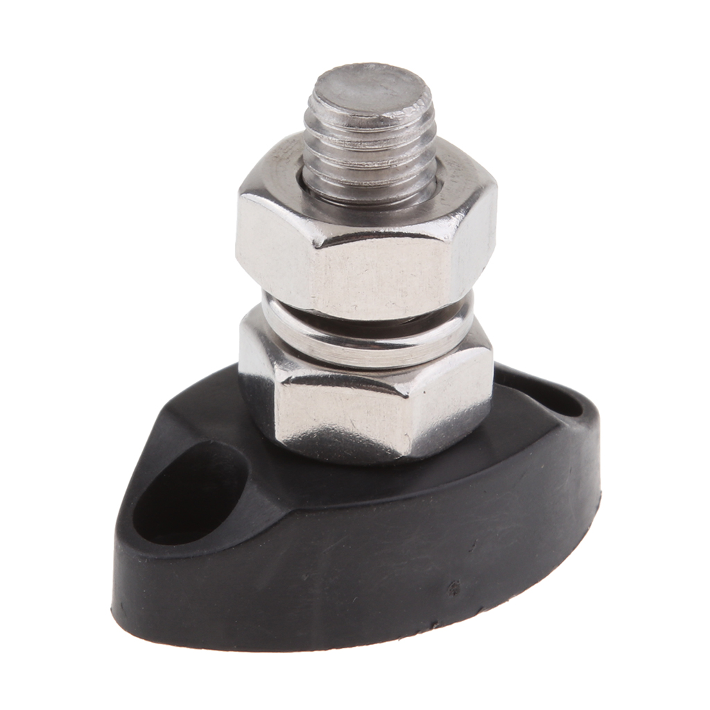 Black Junction Block Power Post Insulated Terminal Stud 3/8" Stainless