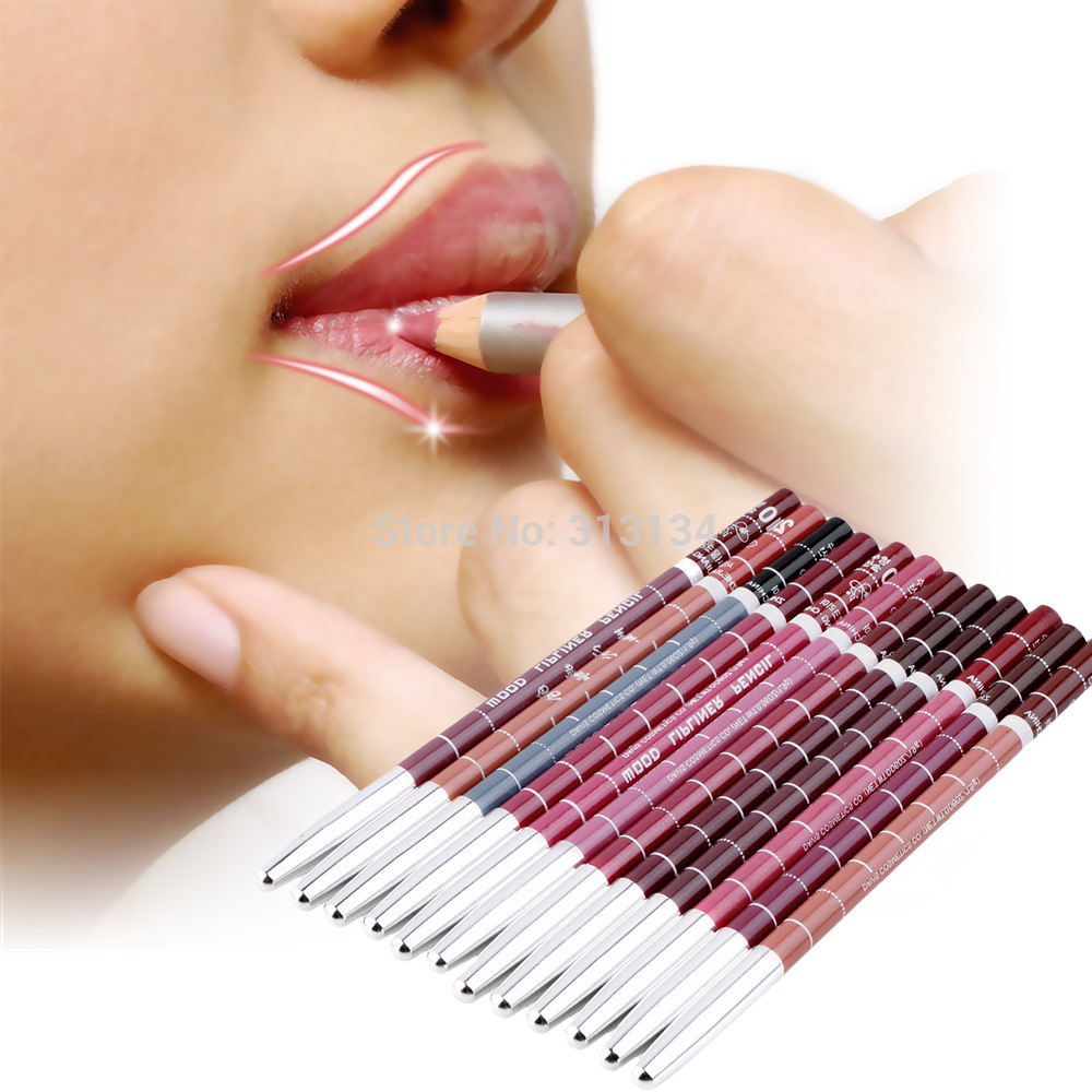 12pcs/set High Quality Waterproof Professional Lip Liner Pencil Long Lasting 12 Colors15CM Lipliner pen makeup
