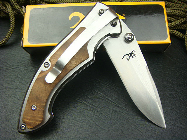 Top Quality Browning 337 Folding Blade Knife Tactical Knife White Wood Handle Camping Knives Steel Blade