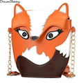 DreamShining Fashion Women PU Leather Handbags Cartoon Bag Owl Fox Shoulder Bags Women Messenger Bags Wallte