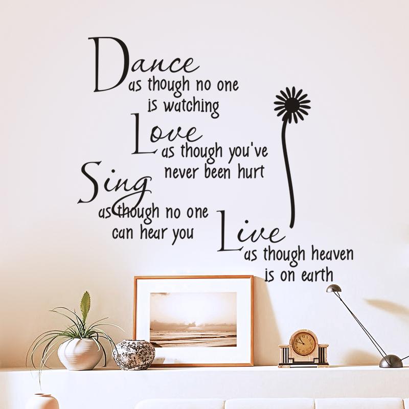Image of dance as though no one is watching love quote wall decals zooyoo2008 removable pvc wall stickers home decor bedroom diy wall art