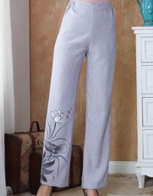Gray Chinese Women Cotton Linen Trousers Full Length Casual Pants Mid Waist Flare Pant Size M L XL XXL 3XL 4XL 2502-2