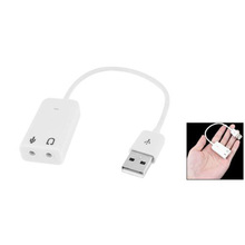 White 3.5mm Microphone Earphone Socket USB 2.0 Sound Card Speaker Audio Adapter