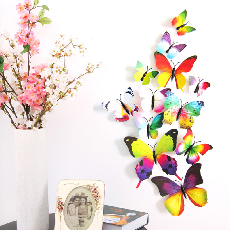 Image of DIU# 12PCS 3D PVC Magnet Butterflies DIY Wall Sticker Home Decoration