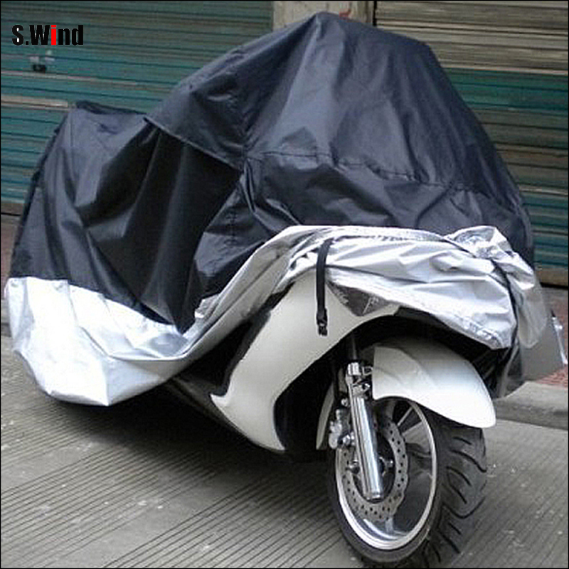 Waterproof Outdoor UV Protector Motobike Rain Dust Cover Bike Motorcycle Cover Black and Silver Size