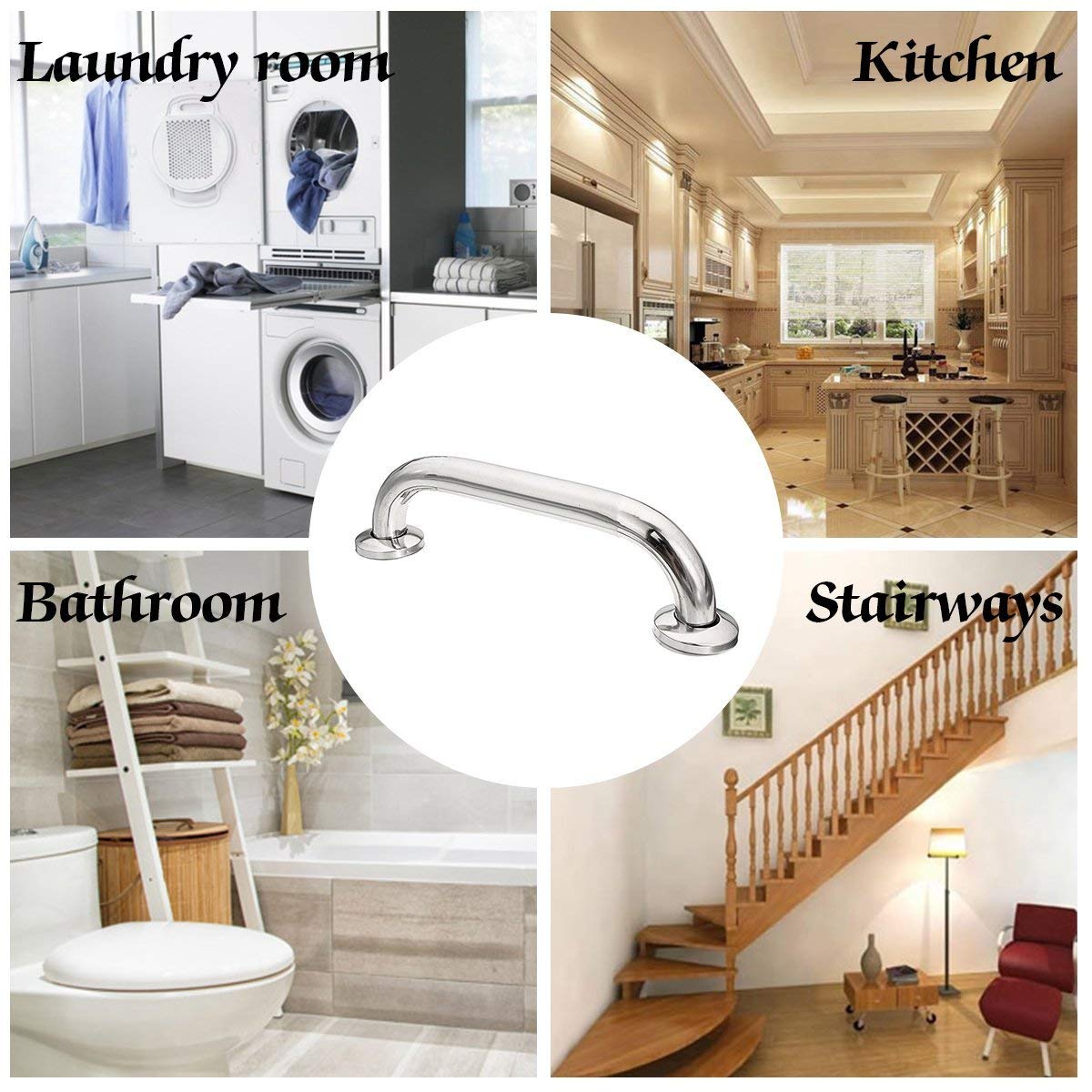 Description Picture 6 of itemBathroom Grab Bar, Bathtub Handrail Shower Safety Handle,Shower Grab Bar Elderly Helping Handle Stainless Steel Chromed 10 inch