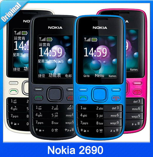 2690 Original Unlocked Nokia 2690 mobile phone Bluetooth Camera Vedio FM Cheap Cell Phone Refurbished