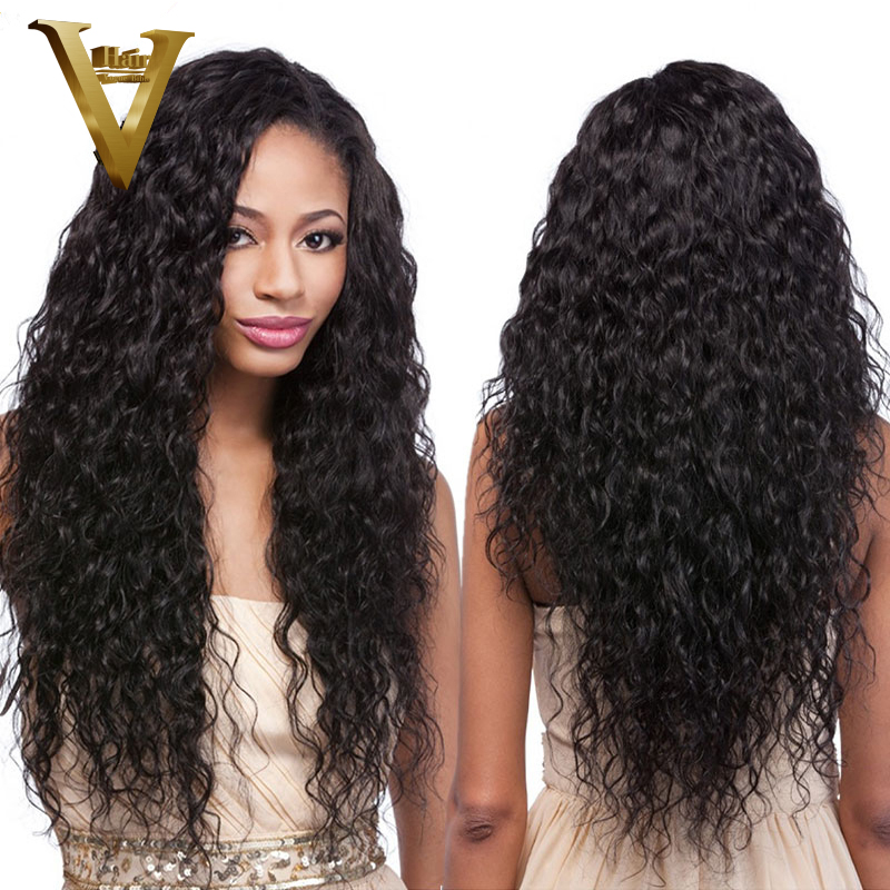Image of Glueless Full Lace Human Hair Wigs Wavy Lace Front Wigs Unprocessed Virgin Brazilian Water Wave For Black Women 8-24" In Stock