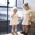 2016 New Girls Sweater Dress Toddler Kids Long Sleeve Sweater With Hat Fashion Winter Children Knit
