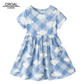 12m 12y Plaid Short Sleeve Summer Children Girls Dresses Cute Cloud Teenager Kids Dresses For Girls