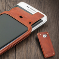 2015 QIALINO Unique Design Genuine Leather Phone case for Samsung Galaxy S6 edge Rivet Design in