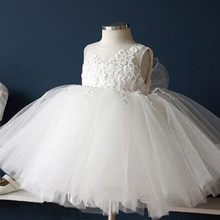 2016 new white summer dress for girls 0-2years sleeveless princess baby girl clothes children wedding dresses