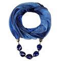 Popular 2016 Multicolored Polyester Gradient Beaded Pendant Women Wrap Winter Warm Jewelry Blue Necklace Scarves SC150164