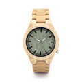 2016 All Wooden Watches Mens Wood Strap Watch Green Dial Japan 2035 Movement Quartz Men Wood