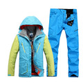 New brand mixed denim winter warm thick hooded men ski jacket oudoor sports snowboard skiing suit