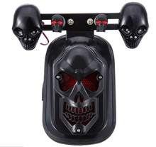 Universal Black Motorcycle Skull Turn Signal Rear Brake Tail Light For Harley Bobber Honda Yamaha