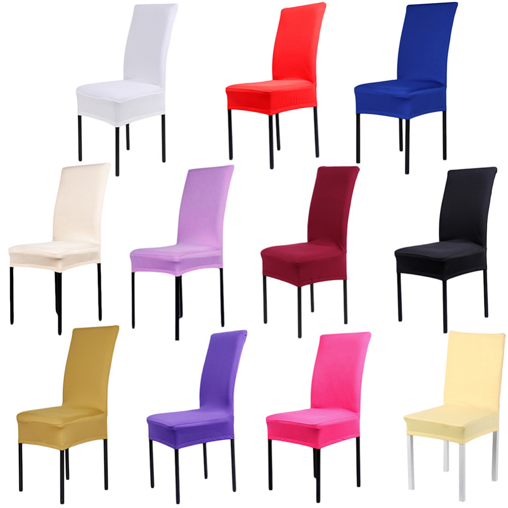 Home Chair Cover wedding decoration Solid Colors Polyester Spandex Dining Chair Covers For Wedding P