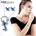 T400 trendy made with swarovski elements crystal necklace and earrings set for women Butterfly bjioux 1780