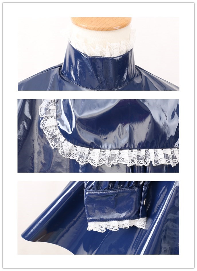 New Arrival Custom Made Sissy Maid Dark Blue Dress Lockable Uniform
