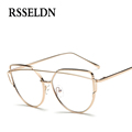 RSSELDN Newest optical glasses frame women Cat Eye eyeglasses large Metal optical frame clear glasses Men