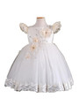 BABY WOW Baby Girl Christening Gowns Dresses 1 Year Birthday Dress White Ivory Flying Sleeve Vestido