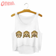 Oneself VBX 21 Styles summer Crop Tops Women T-Shirts Sexy Girls Emoji Vest Tops 3d Print Sleeveless Tank Tops Wholesale