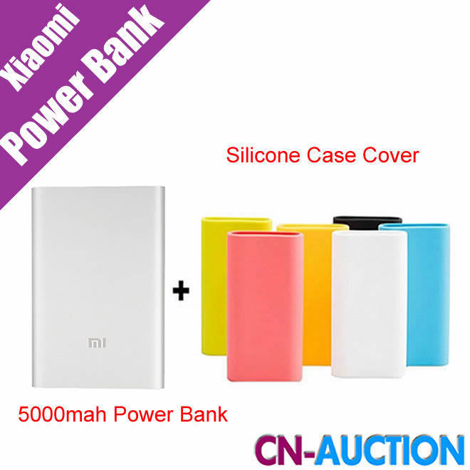 Image of Original Xiaomi Power Bank 5000 mAh Xiaomi 5000 li-ion Polymer USB Power Bank Slim Powerbank Charger + Silicone Case Cover