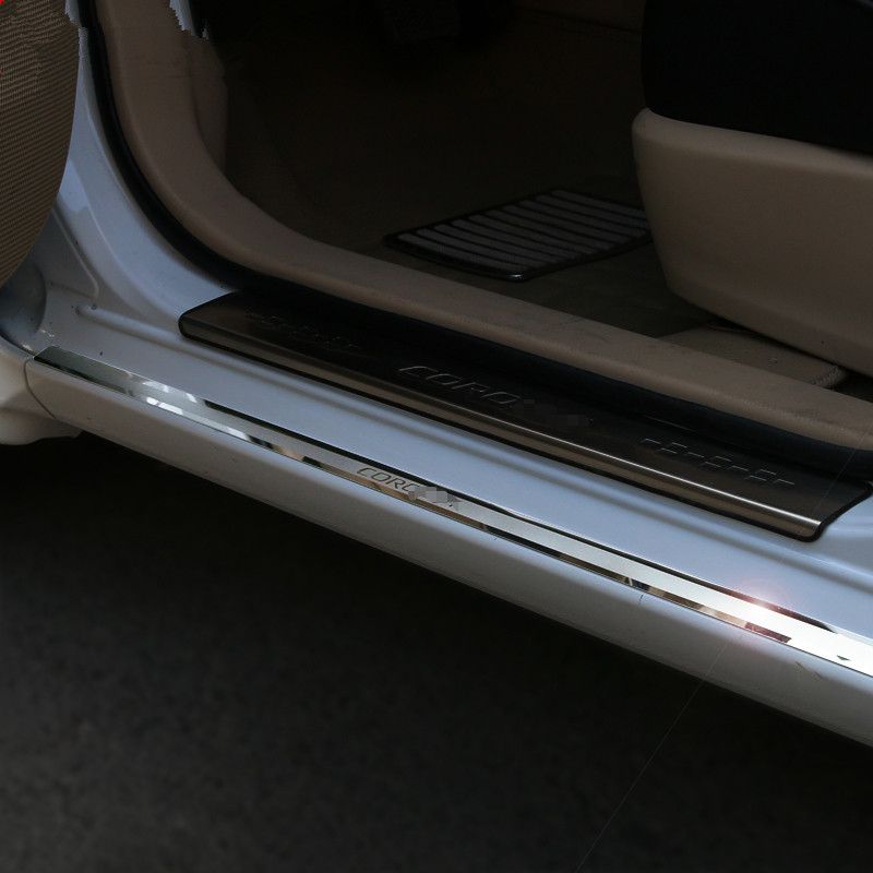 Car stainless steel scuff plate under door sill 2pcs car accessories Toyota Corolla 2014