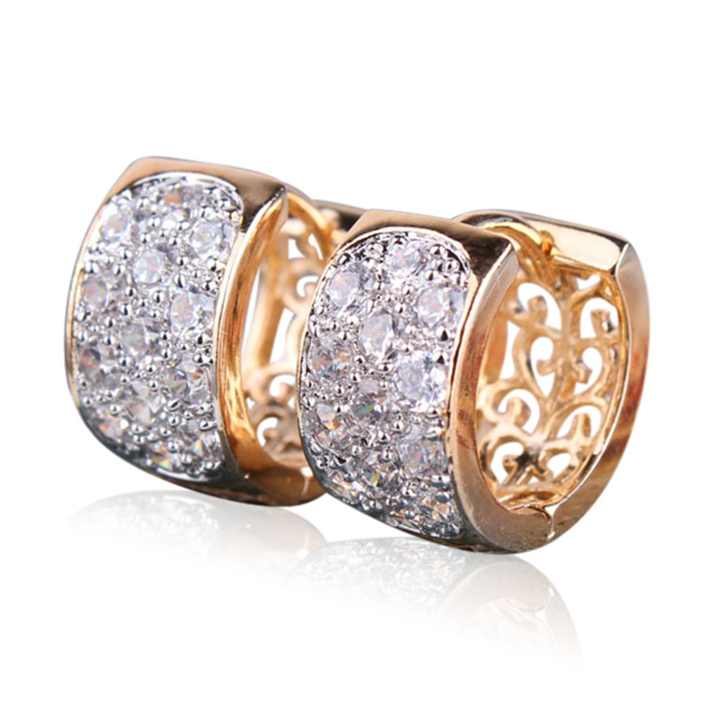 Fashion Hoop Earrings For Women High Quality Brincos Bijoux Jewelry White Crystal Cubic Zirconia Earings Fashion 2015 E113