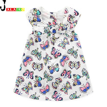 2016 Fashion Style Dresses 100% Cotton Baby Kids Girls Summer Dress Bow Girl Princess Party Kids Dress New Floral Girls Dresses