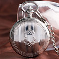 Retro Shield Stripe Self Winding Automatic Mechanical Skeleton Pocket Watch Vintage Men Fob Nurse Fashion Necklace